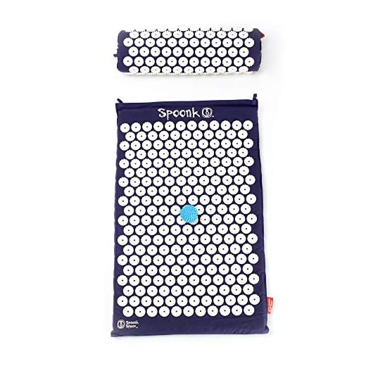 Spoonk - Back Pain and Sleep Aid Relief in Cotton Regular Size Acupressure Mat with Bag Eco USA Foam, Navy Blue