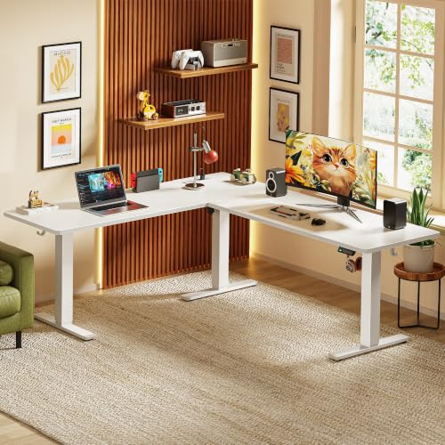 Huuger 75 x 63 Inch L Shaped Standing Desk with Power Outlets by Huuger - Used condition - Image 4