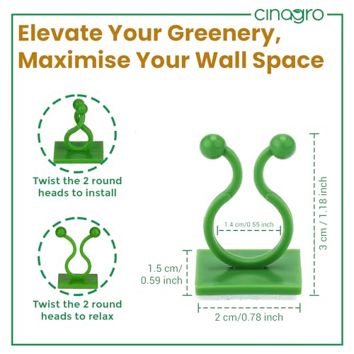 Image of Cinagro Plant Climbing Wall Clips, 30 Pieces with Self-Adhesive, Money Plant Support Clips, Vine Plants Fixing Clips, Invisible Hook Plant Clips for Climbers, Clips, Key Holder, Wires, Ropes