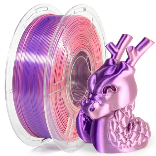 Image of iSANMATE 3D Printer Filament, PLA Filament 1.75mm Dual Color Filament, Shiny Silk PLA Coextruded Filament, 3D Printing Filament Magic PLA,1 kg /Spool (Purple and Pink)