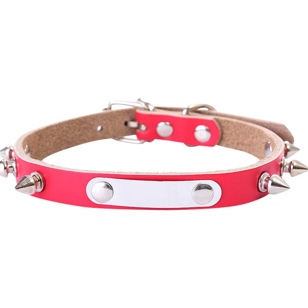 10 Pièces Colliers de Base en Cuir, Classiques et Basiques pour Les Chats, Les Chiots, Les Chiens de Petite Taille et de Taille Moyenne,Rouge (10 Pièces),XL