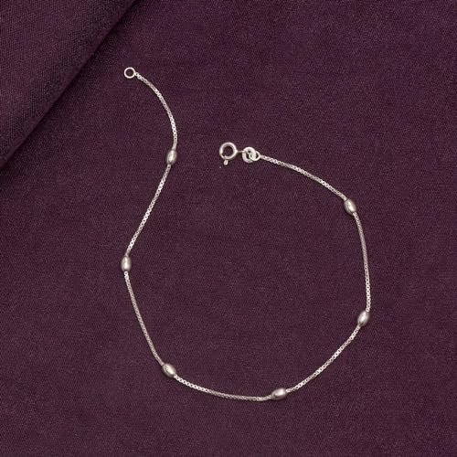 Tobilleras de plata de ley 925 cuentas para mujeres adolescentes cadena de eslabones 10" 4