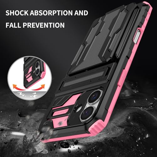 Asuwish Coque pour iPhone 16 JGKB Rose ultra fine et résistante aux rayures