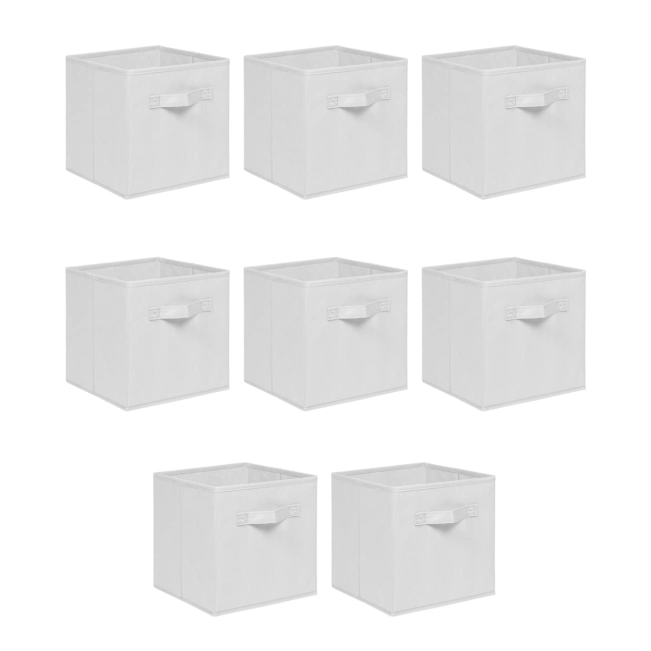 NICEME Foldable Cube Storage Unit Boxes, Non-Woven Fabric Storage Boxes Set, Clothes Drawers for Shelves, 26.5x26.5x28 cm (Off White, Set of 8)