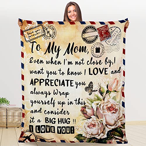 to My Mom Blanket Christmas Birthday Gifts for Mom from Daughter Son Personalized Soft Cozy Envelope Throw Blanket Gifts for Mom 50×60