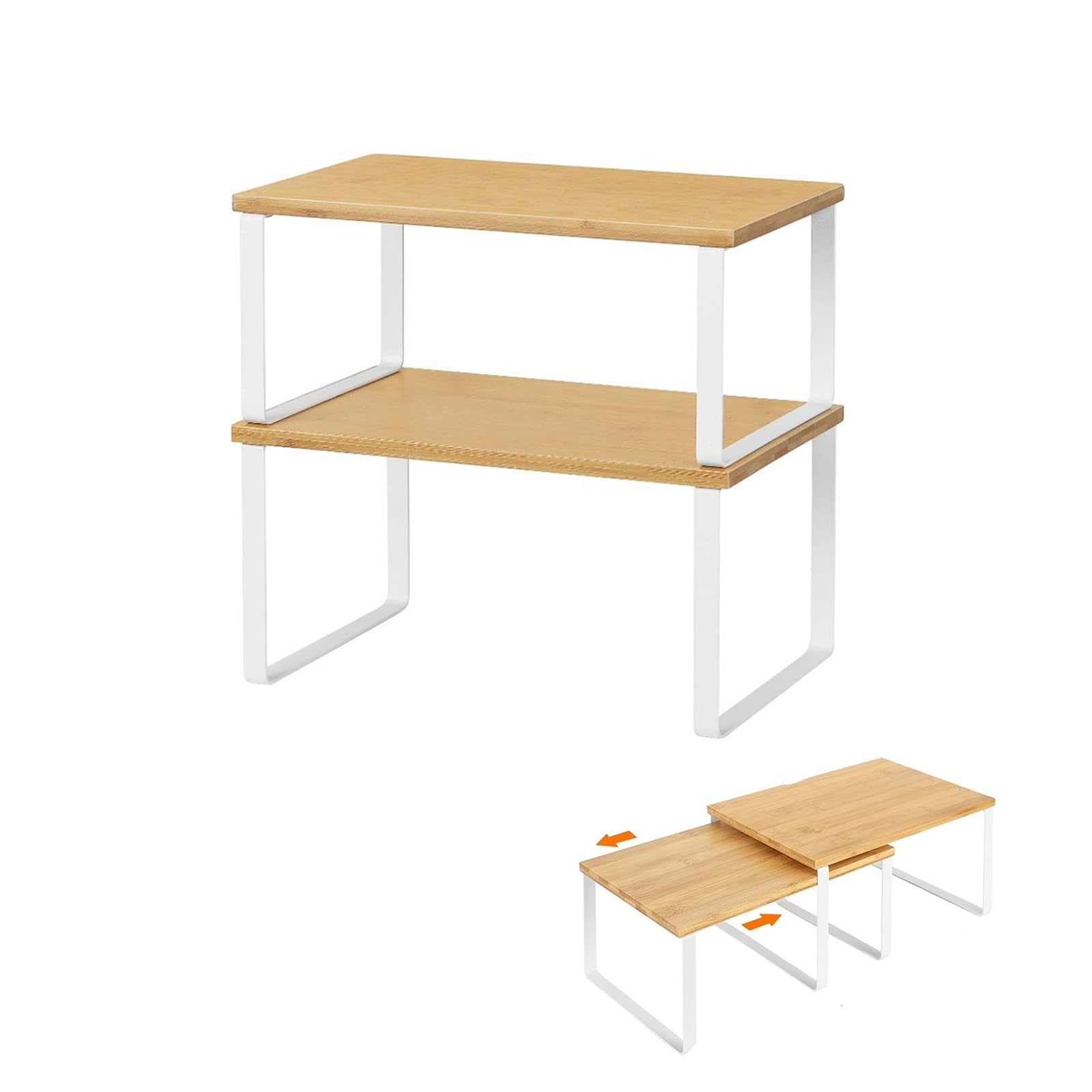 QLECXZI Cabinet Storage Rack Kitchen Shelf Natural Bamboo Construction, Type A