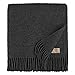 Produktbild Linen & Cotton Weiche Warme Decke Wolldecke Wohndecke Kuscheldecke Columbus - 100% Reine Neuseeland Wolle, Anthrazit/Grau (140 x 200 cm), Sofadecke/Tagesdecke/Überwurf/Blanket/Plaid Schurwolle