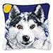 Coopay Kit Crochet de Verrouillage Tapis DIY Broderie pour Animaux, Kit Tapis Point Noué à Faire pour Débutants,Adultes ou Enfants,Latch Hook Canevas Coussin Point de Croix Loup 43x43cm