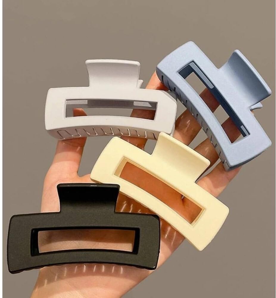 Hair Clutcher Claw Clips for Girls Women, 3.5 Inch Style Shape Big Hair Clutch with Strong Spring, Matte Hair Styling Accessories for Women Girls (6)