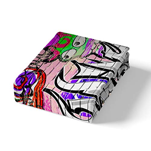 Boys Hippie Graffiti Style Bedding Set Teens Hip Hop Comforter Cover for Kids Youth Graffiti Pattern Duvet Cover Breathable Street Culture Theme Bedspread Cover Room Decor Quilt Cover Double Size - Image 2