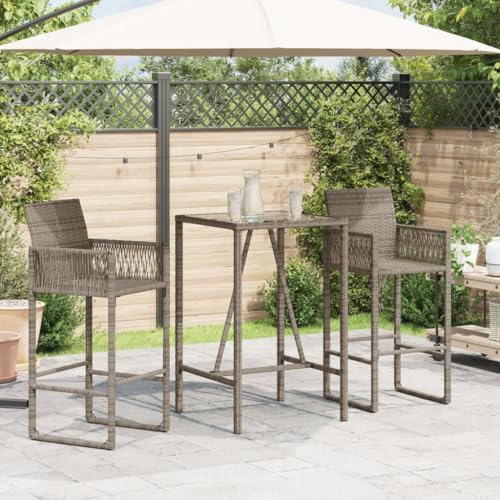 Mesa de bar de jardín gris de 70x70x110 cm resistente para balcón exterior 4