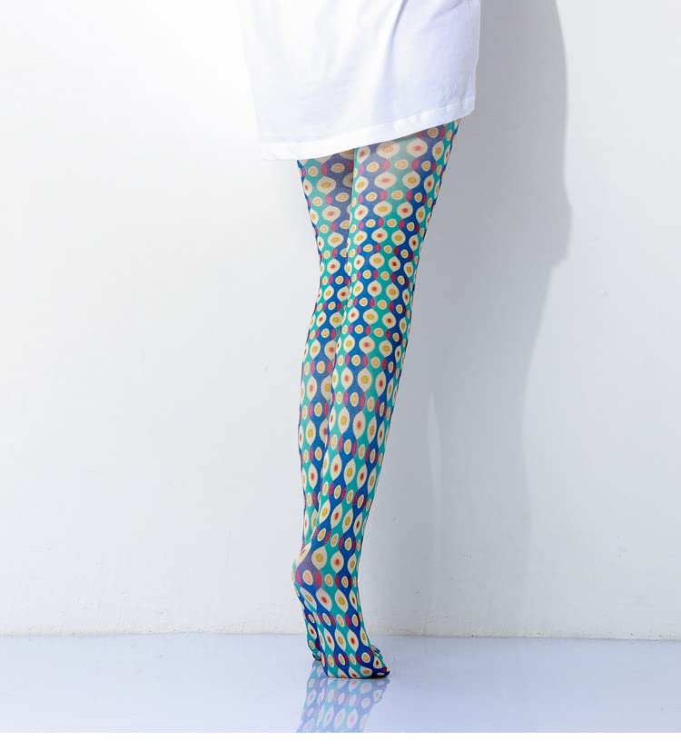 Image of Sahabowi Women Tights, Sheer High Waist Pantyhose, Vintage Control Top Stockings, Siwa opaque print1