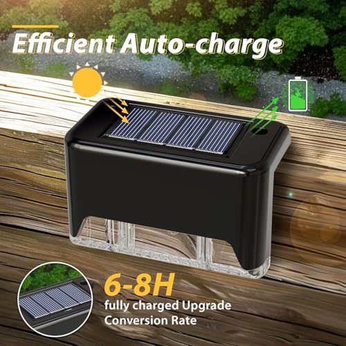 Image of Solar Light Outdoor Garden Home Deck Stair Step Lights, Led Waterproof Balcony Solar Powered Deck Lights for Wall Fence Gate Terrace