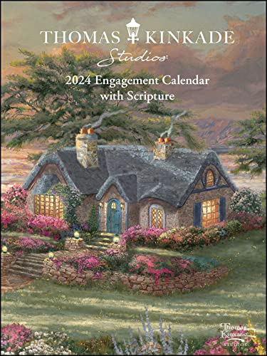 Thomas Kinkade Studios 12-Month 2024 Monthly/Weekly Engagement Calendar with Scripture: With Script, 7 x 8.4 inch