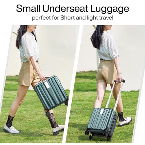 Image of Hanke 14 Inch Underseat Carry On Luggage with Wheels Hard Shell Suitcases Lightweight Small Luggage for Weekender Mini Suitcase Carry On Bag Travel Luggage for Travel Rolling Suitcase.(Blackish Green)