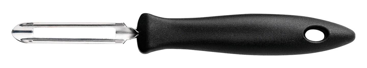 Fiskars Mobile peeler, total length: 18 cm, Essential, stainless steel / PP plastic, black, 1065586