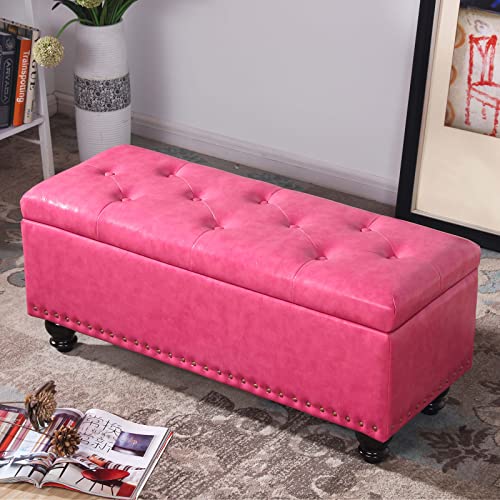Grand tabouret à langer en cuir rose pour une entrée ordonnée