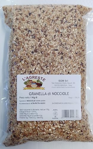 L'AGRESTE - GRANELLA DI NOCCIOLE TOSTATE - Origine ITALIA - Confezione da 1 KG Sottouovo salvafreschezza
