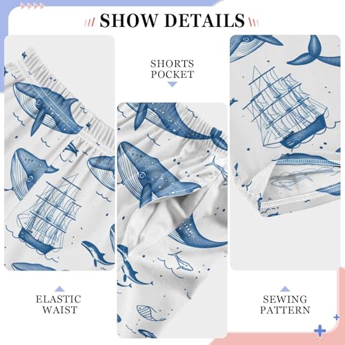 ALAZA Whales Boats Pajamas Bottoms with Pockets Comfy Pjs Sleepwear Elastic Waistband Pajamas Pants Lounge Pants for 6-14 Years4