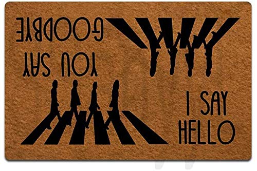 Yolocal Paillasson Outdooor Intérieur avec inscription « You Say Goodbye and I Say Hello » en caoutchouc antidérapant 40… - Les Beatles, Paul McCartney, John Lennon, RIngo Starr, George Harrison Yolocal Paillasson Outdooor Intérieur avec inscription « You Say Goodbye and I Say Hello » en caoutchouc antidérapant 40…