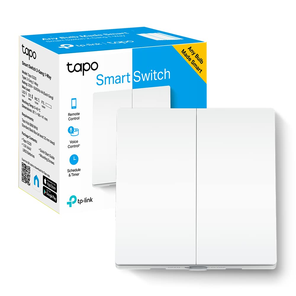 TP-Link Tapo S220, Akıllı Işık Anahtarı, Uzaktan Kumanda, Aletsiz Pil Değiştirme, Nötr Gerekmez, Tüm ampullerle uyumlu, Alexa ve Google Home ile Çalışır, Tapo Hub Gereklidir Ayrıca Satılır