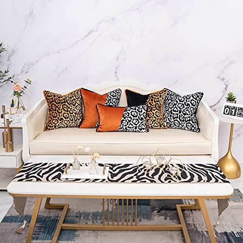 Yangest Black Rectangle Pillow Cover Cut Velvet Zebra Print Cushion Cover Luxury Modern Pillowcover For Couch Living Room Bedroom,12X20 Inch thumb #6