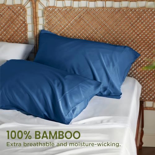 Image of Mush Bamboo Pillow Cover Set of 2 | 100% Bamboo Pillow Cover for Hair and Skin | Breathable, Silky Soft and Cooling Envelope Pillowcases for Hot Sleepers & Night Sweats | 17 inchx27 inch (Eclipse Navy, King)