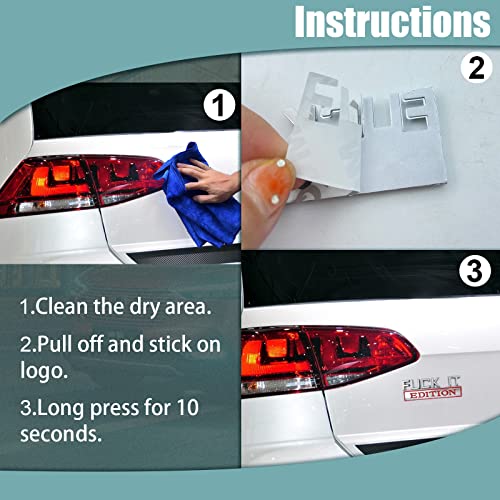 Image of 2PCS Car Emblem Fuck-IT Edition, 3D Letters Metal Material Decals, Trunk Emblem Decals Replacement, Side Fender Rear, Unversal of All Car Models (Silver-Red)