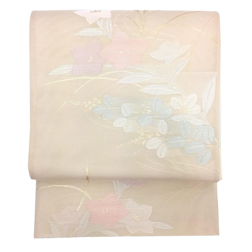 す*ん様 夏帯 袋帯 絽 本金糸 花柄 上品な織出し 着物 正絹 AO-5340 夏帯 袋帯 絽 本金糸 花柄 上品な織出し 着物 正絹 AO-5340