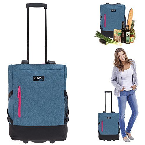 Punta 2er Set Wheel Einkaufstrolley Einkaufsroller + Faltschopper (MEALNGE Blau 10183-5300) – Bild 3