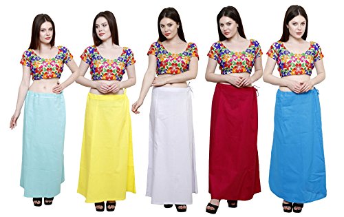 Image of Pistaa's combo of Women's Cotton Best Plain Solid Indian Readymade Inskirt Saree petticoats