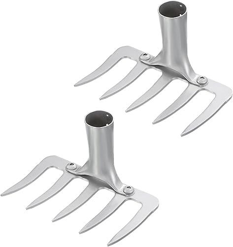 Miniatura 1 de PATIKIL 5 dientes de repuesto de rastrillo de jardinería manual, 2 piezas de acero de alto carbono espesado aflojador cultivador de suelo para