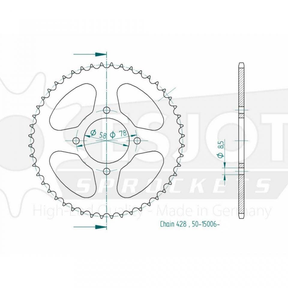 Piñón Esjot para Moto Suzuki 80 RG gamma 1984 Ã 1994 48 dientes paso 428 Ã58mm Nuevo