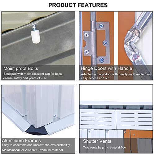 image for JT 5ft x 3ft Outdoor Metal Storage Shed，Sun Protection, Waterproof T