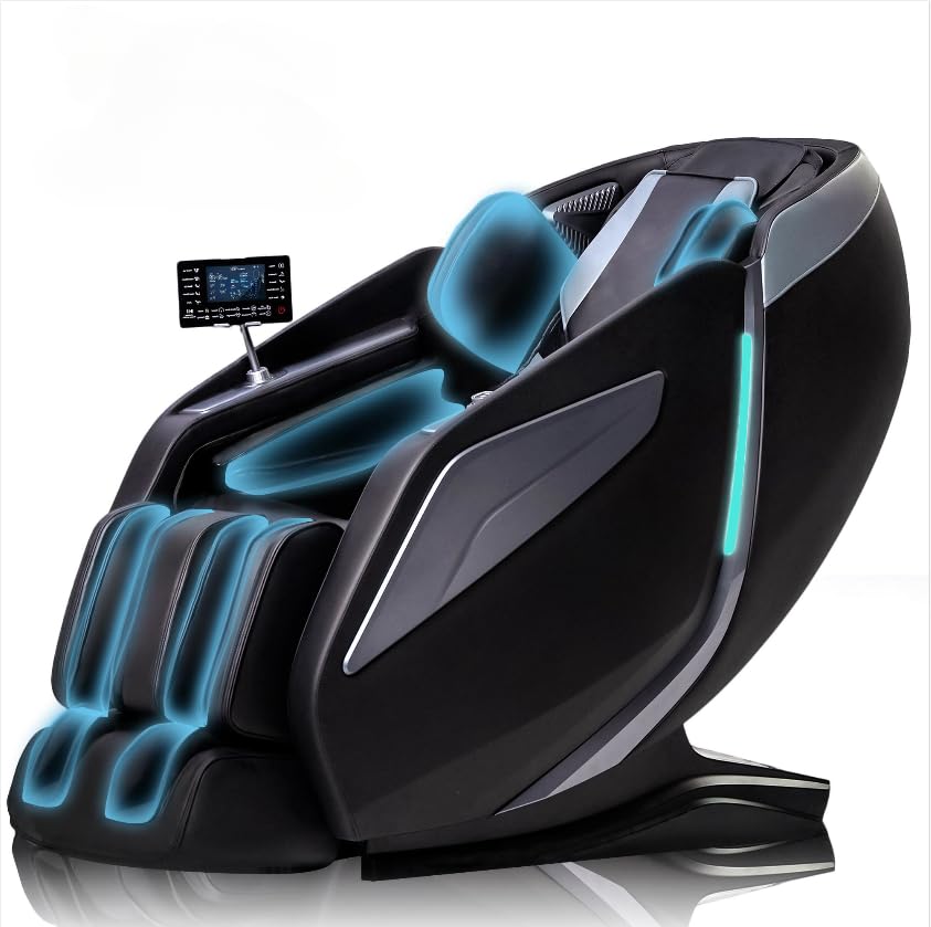 4D Massage Chair: Zero Gravity Massage Chair Full Body SL Track Recliner Chair Black 337-Black