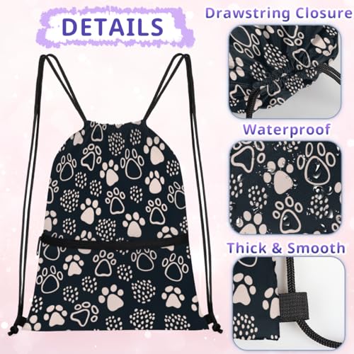 Cat Dog Animal Pattern Drawstring Bag Drawstring Backpack Waterproof Smooth Sport Draw String Back Bag Gym Camping Beach Bag for Men Women3