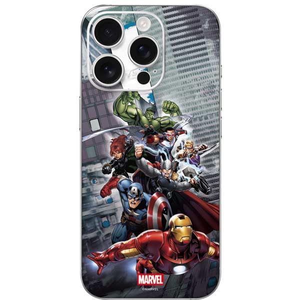 Skinit Decal Phone Skin Compatible with iPhone 16 Pro - Officially Licensed Marvel Avengers Attack Design
