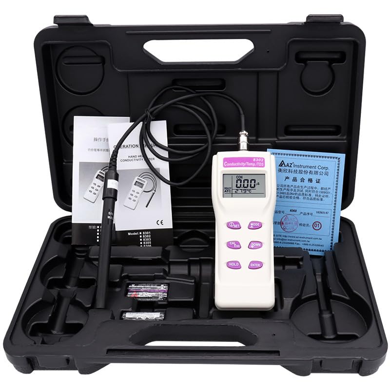 Portable Water Quality Tester, Conductivity, TDS & Temperature Meter 3 in 1, Handheld Conductivity Meter with Probe