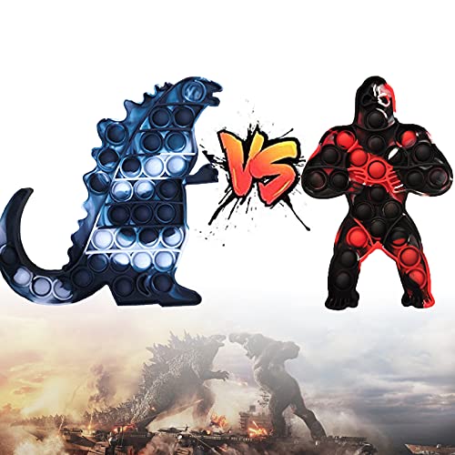 WHISHINE Big Tie Dye Push It Pop Bubble Fidget Sensory Toy, 2 Pack Godzilla VS Kong Stress Relief and Anti-Anxiety Toys for Kids & Adults, Autism Special Needs
