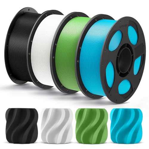 Image of ANYCUBIC PLA Plus (PLA+), 3D Printer Filament 1.75mm Bundle, High Toughness, Dimensional Accuracy + /- 0.02mm, 4 Pack 1KG Reusable Spool, Black, White, Spring Leaf, Tropical Turquoise