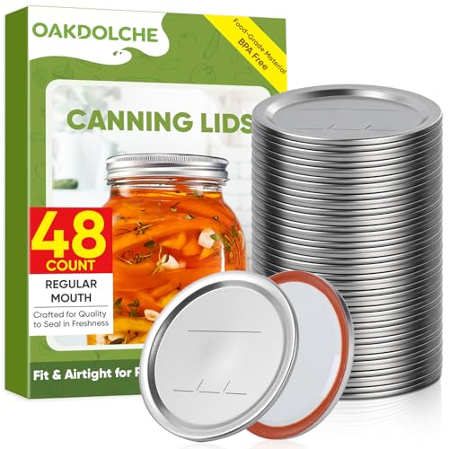OAKDOLCHE 48 Pcs Regular Mouth Mason Canning Jar Lids(70mm)
