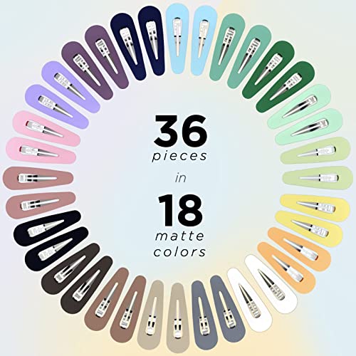 Cozeasy 36 Pcs Snap Hair Clips In Matte Colors, 2.2 Inches Cute Barrettes For Women Kids Baby Girls, No Slip Hairpin For Fine Hair, Metal Acrylic Plastic Hair Accessories (Set 01) #TOP3