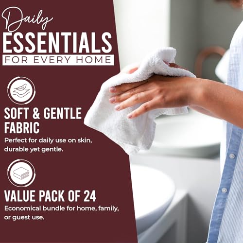 Image of DAN RIVER 24 Pack Wash Cloths for Showering [12x12] - 100% Cotton Washcloths Premium Quality Flannel Face Cloths for Bathroom, Highly Absorbent and Soft Feel Wash Clothes, Pomegranate