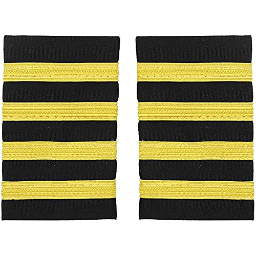 TACKTIMES Pilotenuniform Schulterklappen Traditionelle Berufspilotenflieger Schulterklappen Schulterklappen Abzeichen mit Goldstreifen (Einheitsgröße, golden four bars) Cover
