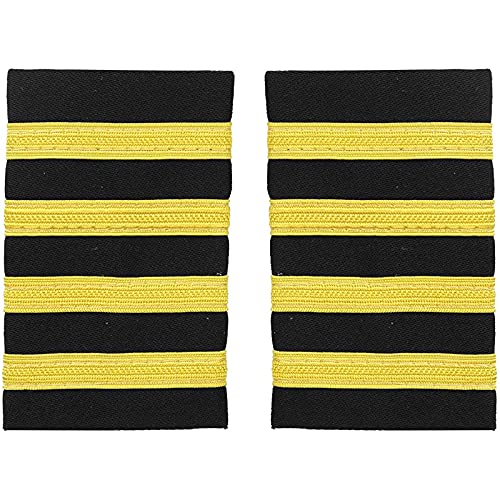 TAIKMD 1 Pair Airlines Pilot Uniform Epaulets Captain Aviators Shirts Epaulettes Sliders Officer Shoulder Boards Badge with Gold Stripes One/Two/Three/Four Bar (Four Bar)