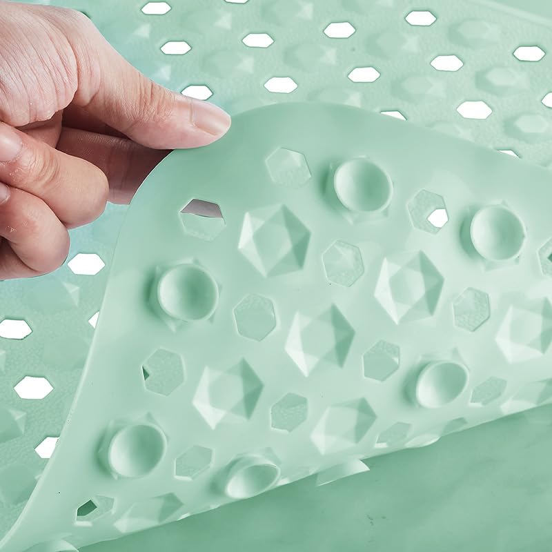 DOPROP 100x40cm Extra Long Non-Slip Bathtub Mat for Inside Bath - Premium Vinyl Shower Mat with Strong Suction Cups & Drain Holes, Bath Mat for Elderly, Anti-Mould Design, Tub & Toilet,Durable,Mint - Image 3