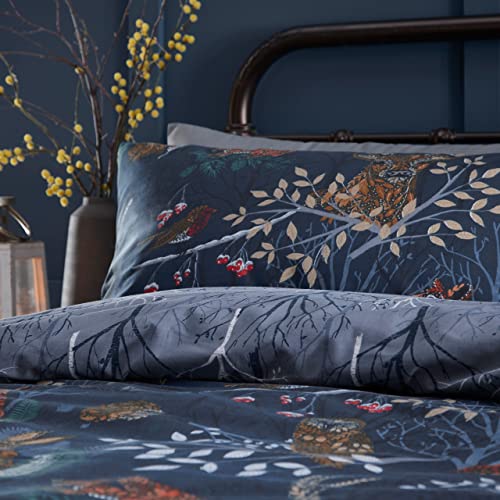 furn. Forest Fauna Super King Duvet Cover Set, Cotton, Polyester, Navy (FORESTF/D04/NVY),Blue - Image 4