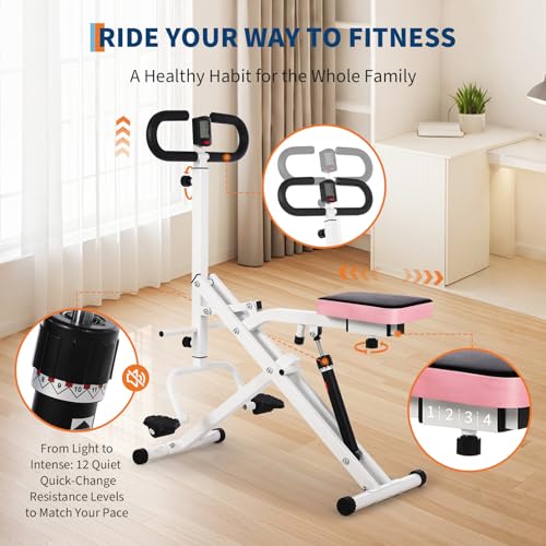 Image of Squat & Rowing Machine - 12-Level Resistance Home Gym Equipment for Glutes, Legs, Core | Foldable Butt Lifter Hip Thrust Trainer with Leg Press & Ab Workout