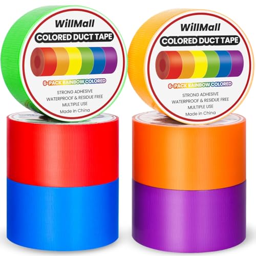 Image of Colored Duct Tape Crafts Bright: Strong Sticky 2in x 30ft Tape for Home Furniture Repair Decorative - Great for Arts Crafts DIY Packaging Indoor Outdoor Use