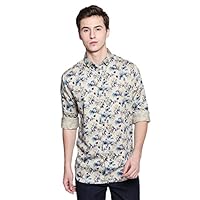 Dennis Lingo Men’s Printed Brown Slim Fit Casual Shirt Collections